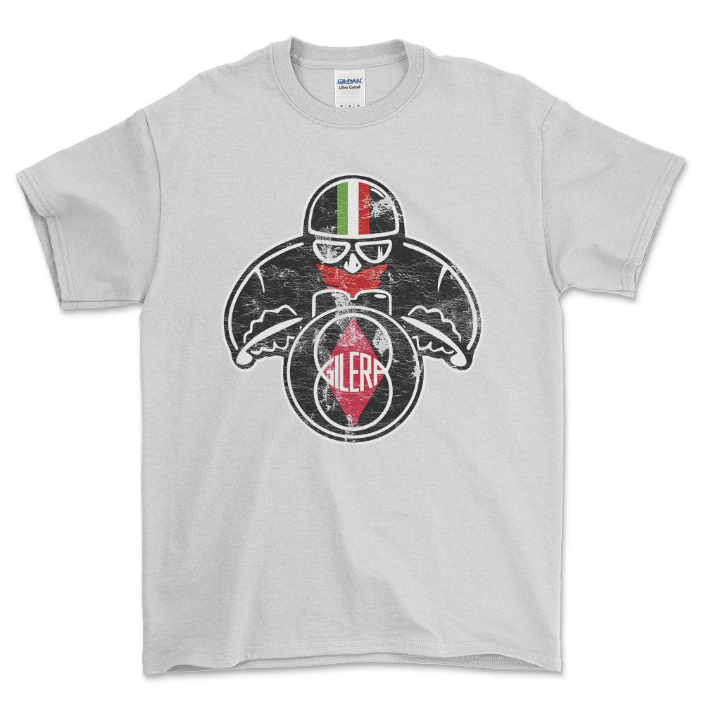Gilera Biker Vintage Style Unisex T-Shirt , Bomuld-Beklædning-Gilera-Hvid-S-Forside-Garage Culture Shop- garage - man cave - merchandise