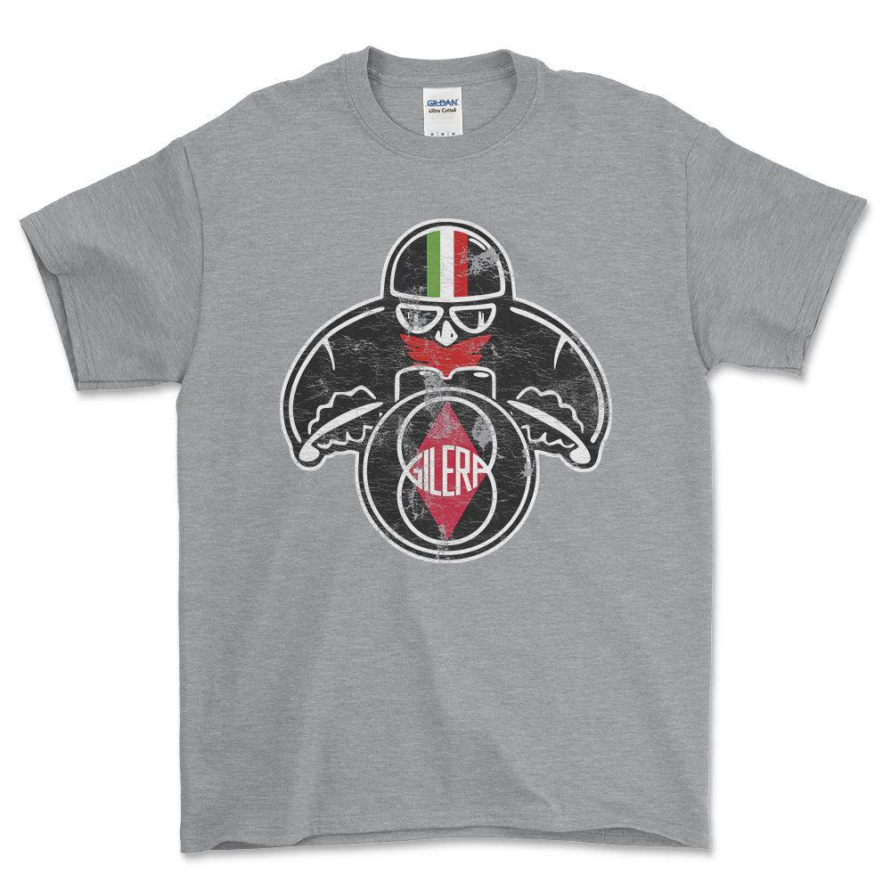 Gilera Biker Vintage Style Unisex T-Shirt , Bomuld-Beklædning-Gilera-Grå Sport-S-Forside-Garage Culture Shop- garage - man cave - merchandise