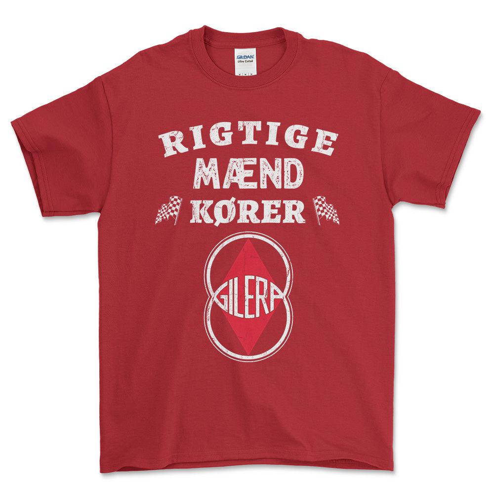 Gilera Rigtige Mænd Kører - Unisex T-Shirt , Bomuld-Beklædning-Gilera-Rød-S-Forside-Garage Culture Shop- garage - man cave - merchandise