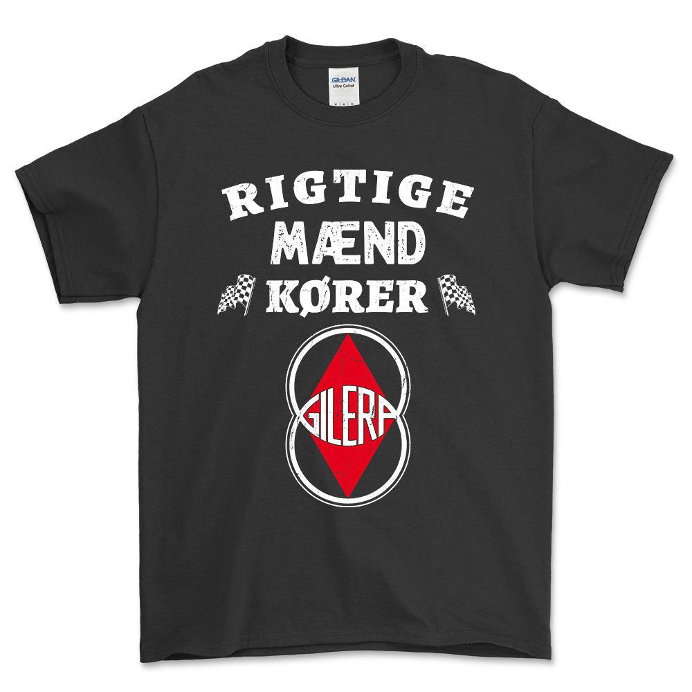 Gilera Rigtige Mænd Kører - Unisex T-Shirt , Bomuld-Beklædning-Gilera-Sort-S-Forside-Garage Culture Shop- garage - man cave - merchandise