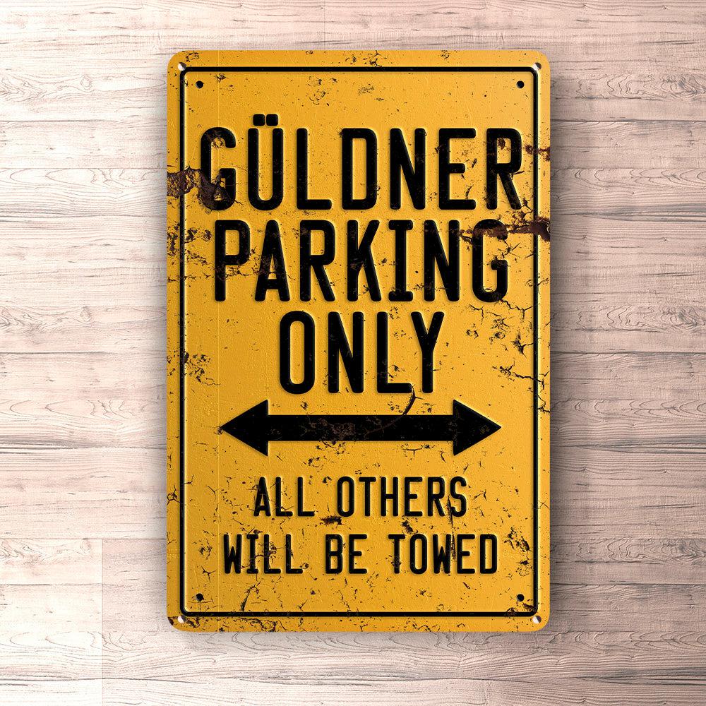 Güldner Parking Only Skilte, Musemåtte, Dørmåtte-Parking skilte-Güldner-Garage Culture Shop- garage - man cave - merchandise