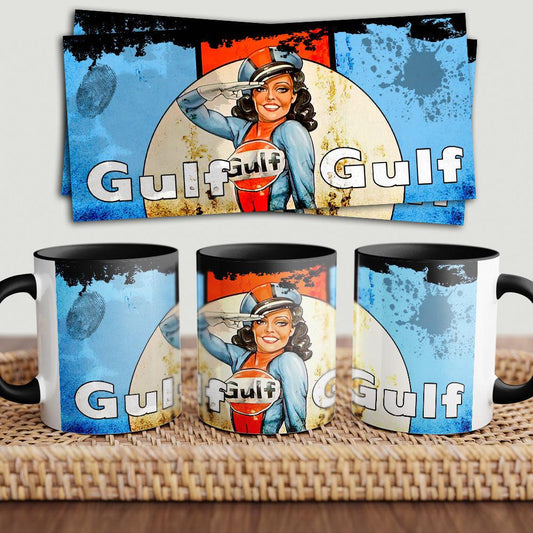 Gulf #2 "To Toner" Vintage Keramisk Krus-Krus-Motorolie-Garage Culture Shop- garage - man cave - merchandise