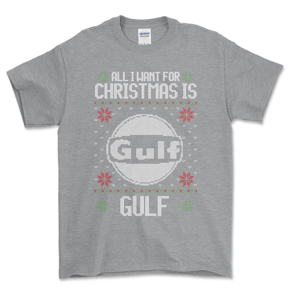 Gulf - All I Want For Christmas - Unisex T-Shirt , Bomuld-Beklædning-Motoroil-Grå Sport-S-Forside-Garage Culture Shop- garage - man cave - merchandise