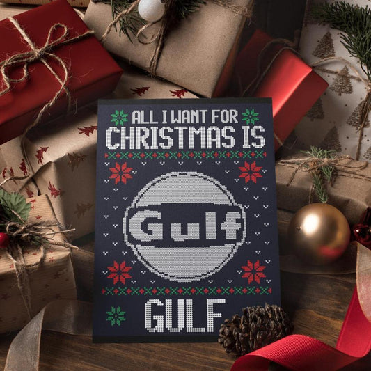 Gulf Juleskilte All I Want For Christmas Is Skilte, Musemåtte, Dørmåtte , Plakat-Skilte-Motorolie-Garage Culture Shop- garage - man cave - merchandise