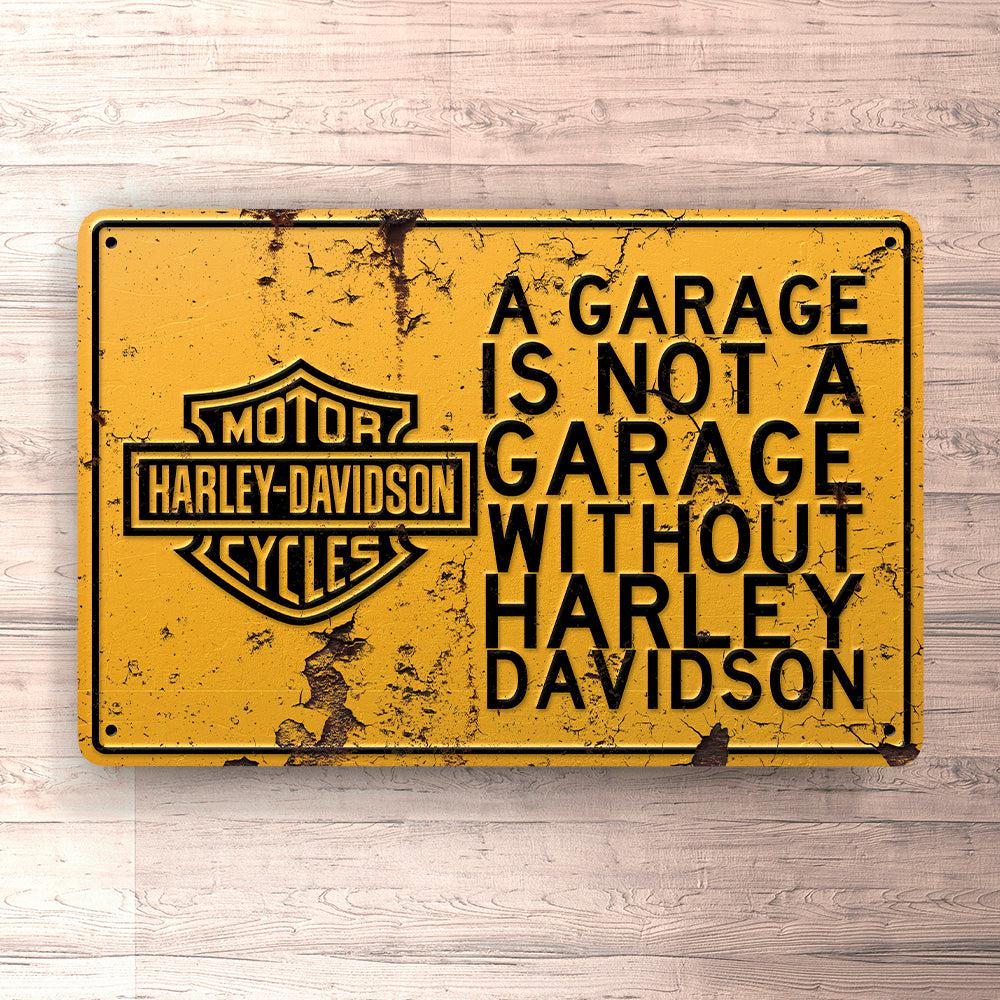 Harley A Garage Is Not A Garage Without Harley Skilte, Musemåtte, Dørmåtte-Skilte-Harley Davidson-Garage Culture Shop- garage - man cave - merchandise