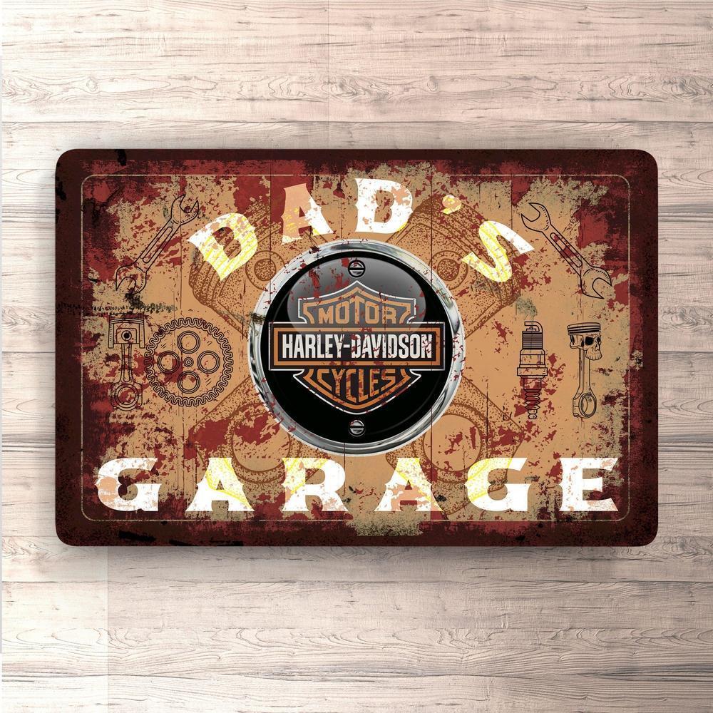 Harley Davidson Dads Garage Vintage Skilte, Musemåtte, Dørmåtte-Skilte-Harley Davidson-Garage Culture Shop- garage - man cave - merchandise