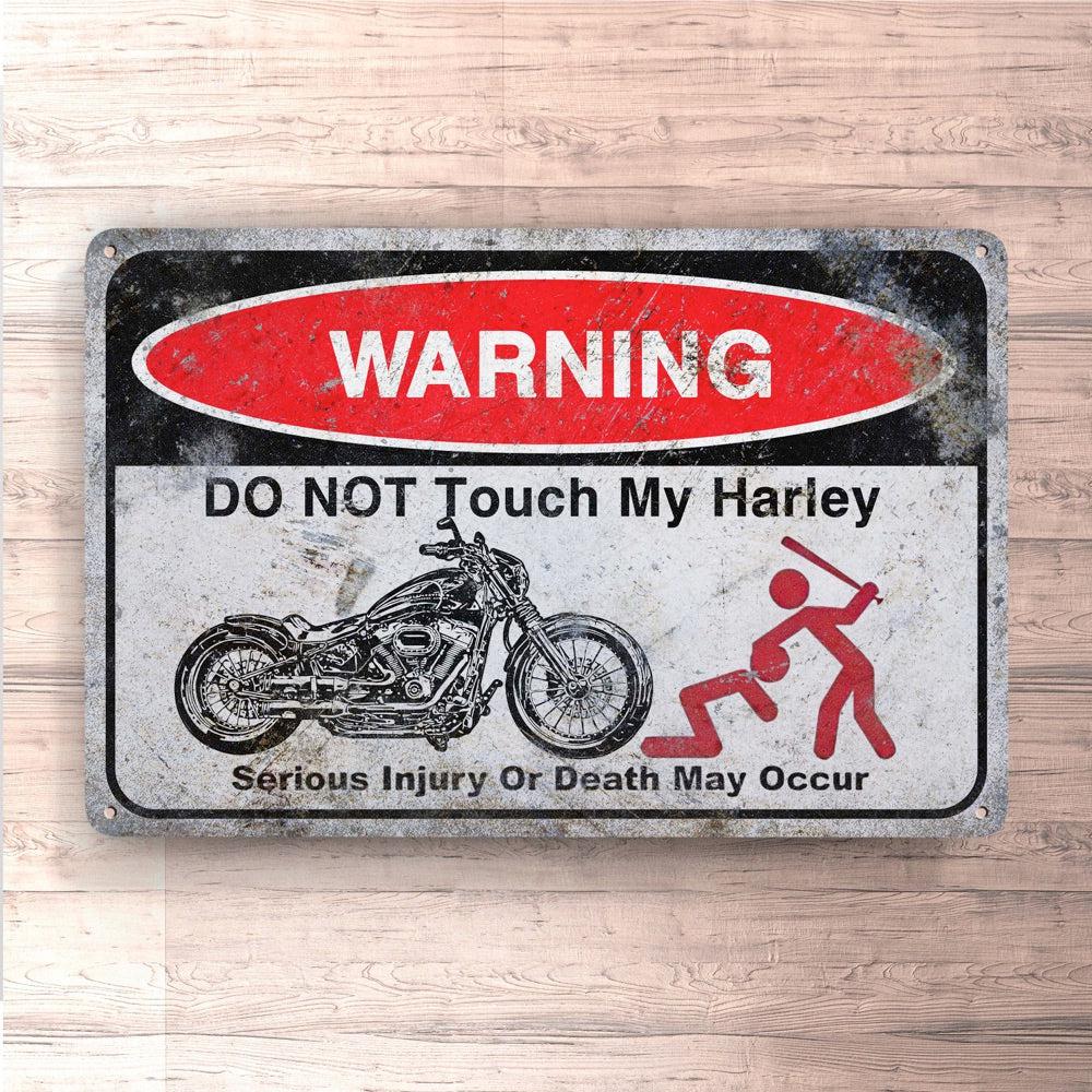 Harley Do Not Touch My Harley Skilte, Musemåtte, Dørmåtte , Plakat-Skilte-Harley Davidson-Garage Culture Shop- garage - man cave - merchandise