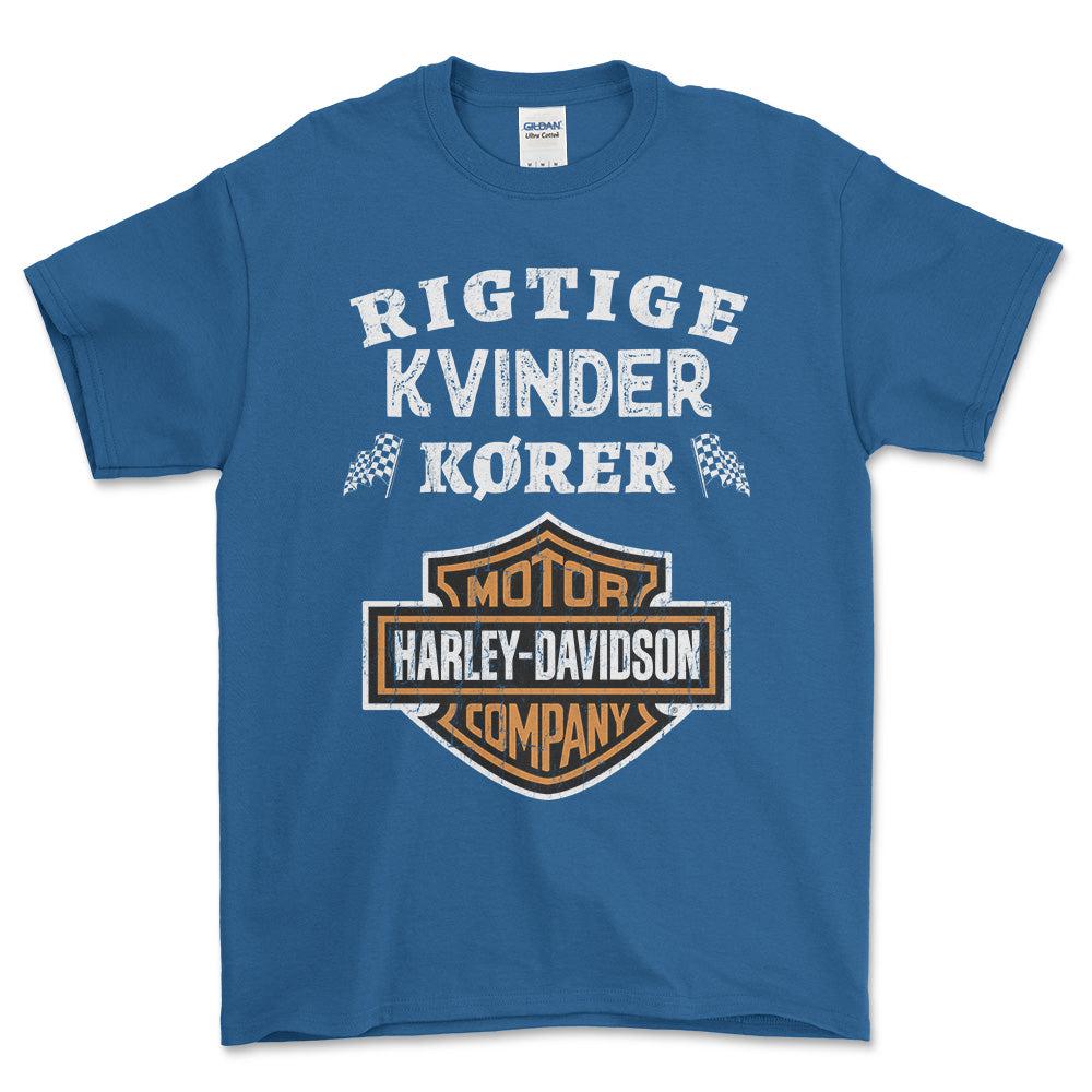 Harley Rigtige Kvinder Kører - Unisex T-Shirt , Bomuld-Beklædning-Harley Davidson-Blå Royal-S-Forside-Garage Culture Shop- garage - man cave - merchandise