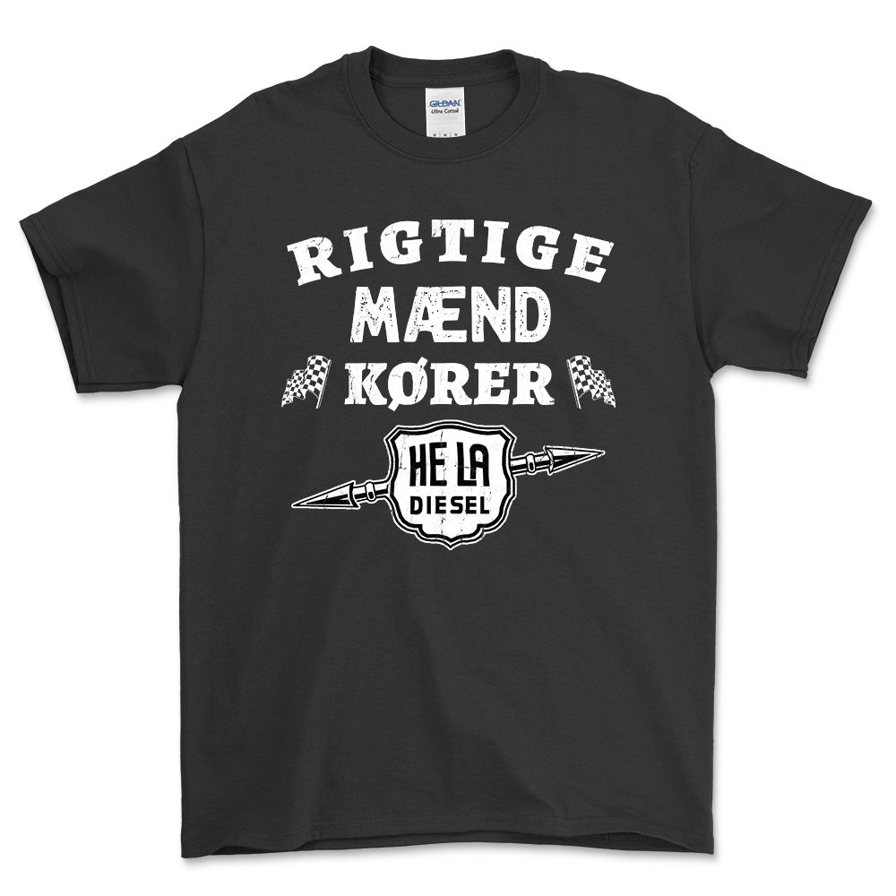 Hela Diesel Rigtige Mænd Kører - Unisex T-Shirt , Bomuld-Beklædning-Hela-Sort-S-Forside-Garage Culture Shop- garage - man cave - merchandise