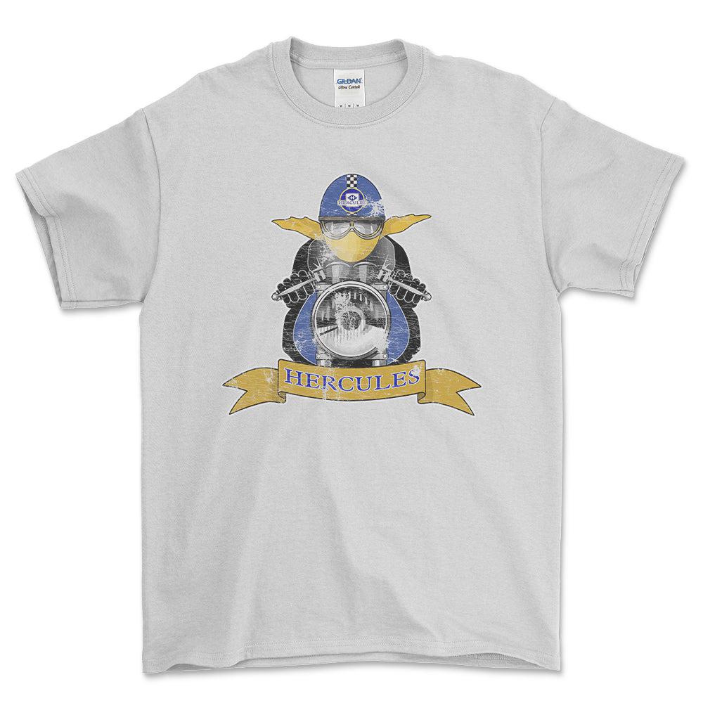 Hercules Biker Vintage Style Unisex T-Shirt , Bomuld-Beklædning-Hercules-Hvid-S-Forside-Garage Culture Shop- garage - man cave - merchandise