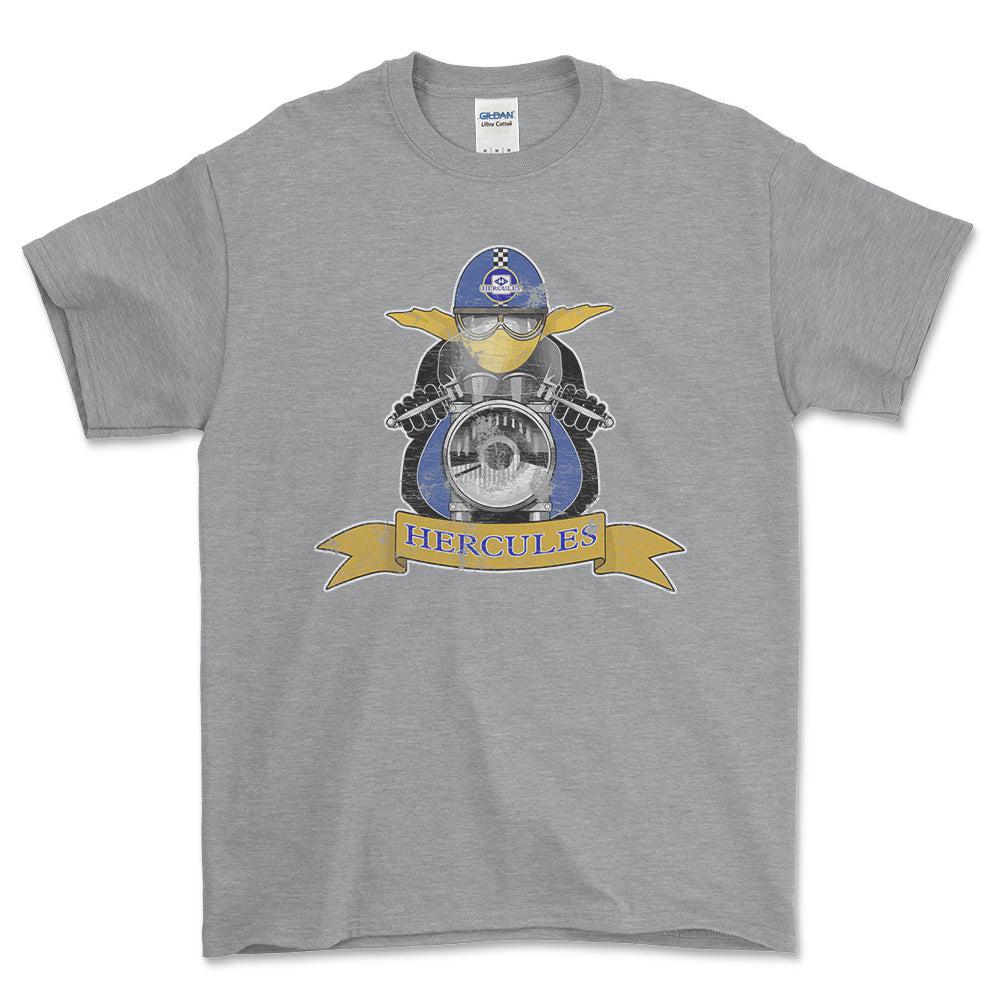 Hercules Biker Vintage Style Unisex T-Shirt , Bomuld-Beklædning-Hercules-Grå Sport-S-Forside-Garage Culture Shop- garage - man cave - merchandise