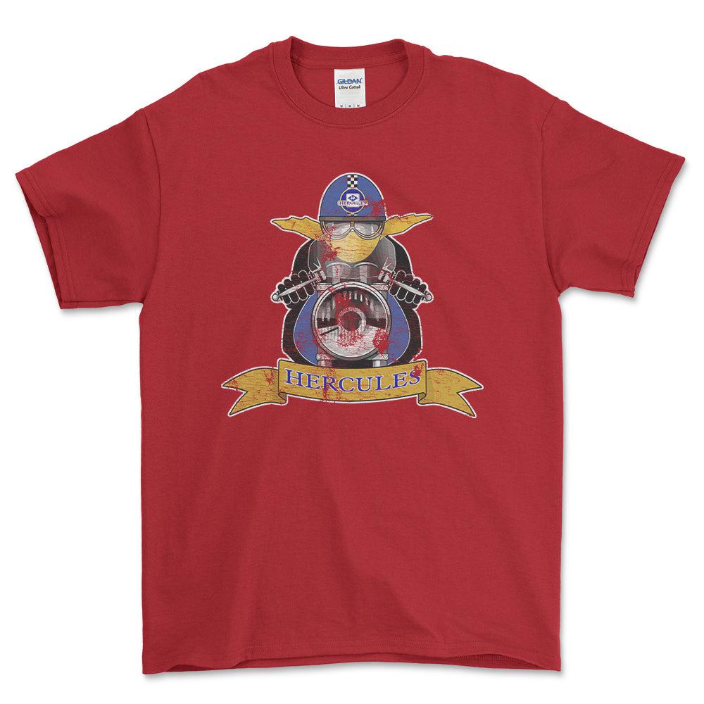 Hercules Biker Vintage Style Unisex T-Shirt , Bomuld-Beklædning-Hercules-Rød-S-Forside-Garage Culture Shop- garage - man cave - merchandise