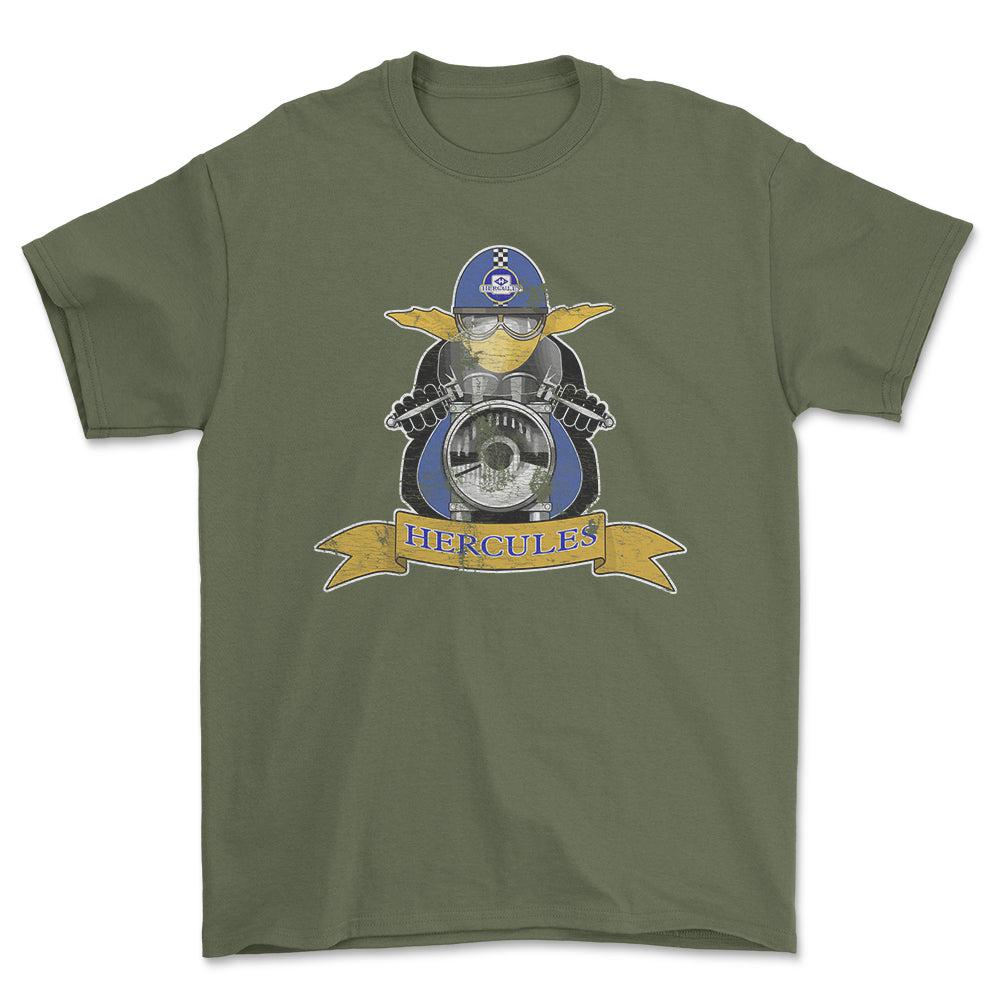 Hercules Biker Vintage Style Unisex T-Shirt , Bomuld-Beklædning-Hercules-Grøn Militær-S-Forside-Garage Culture Shop- garage - man cave - merchandise