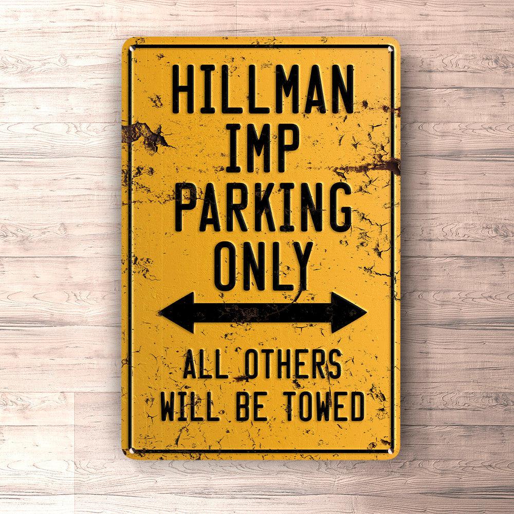 Hillman Imp Parking Only Skilte, Musemåtte, Dørmåtte-Parking skilte-Hillman-Garage Culture Shop- garage - man cave - merchandise