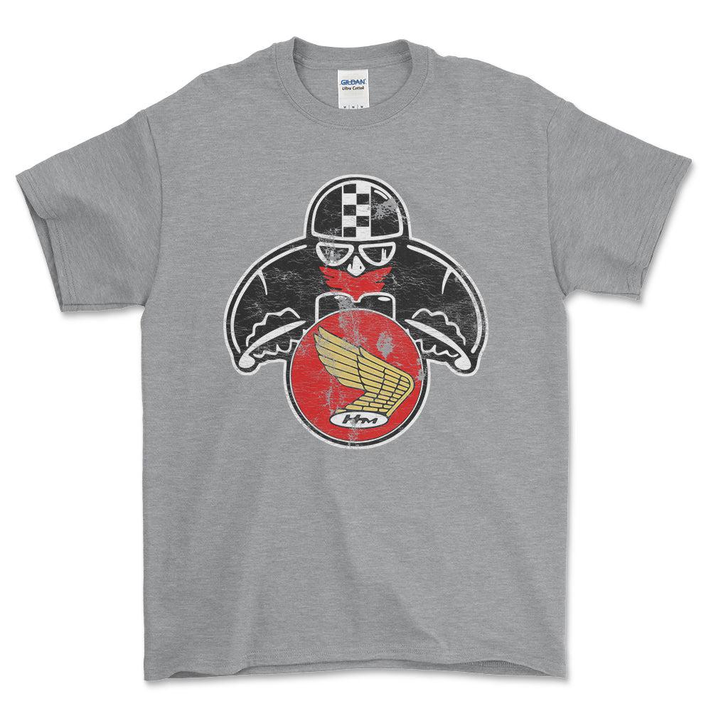 Honda Biker Vintage Style Unisex T-Shirt , Bomuld-Beklædning-Honda-Grå Sport-S-Forside-Garage Culture Shop- garage - man cave - merchandise