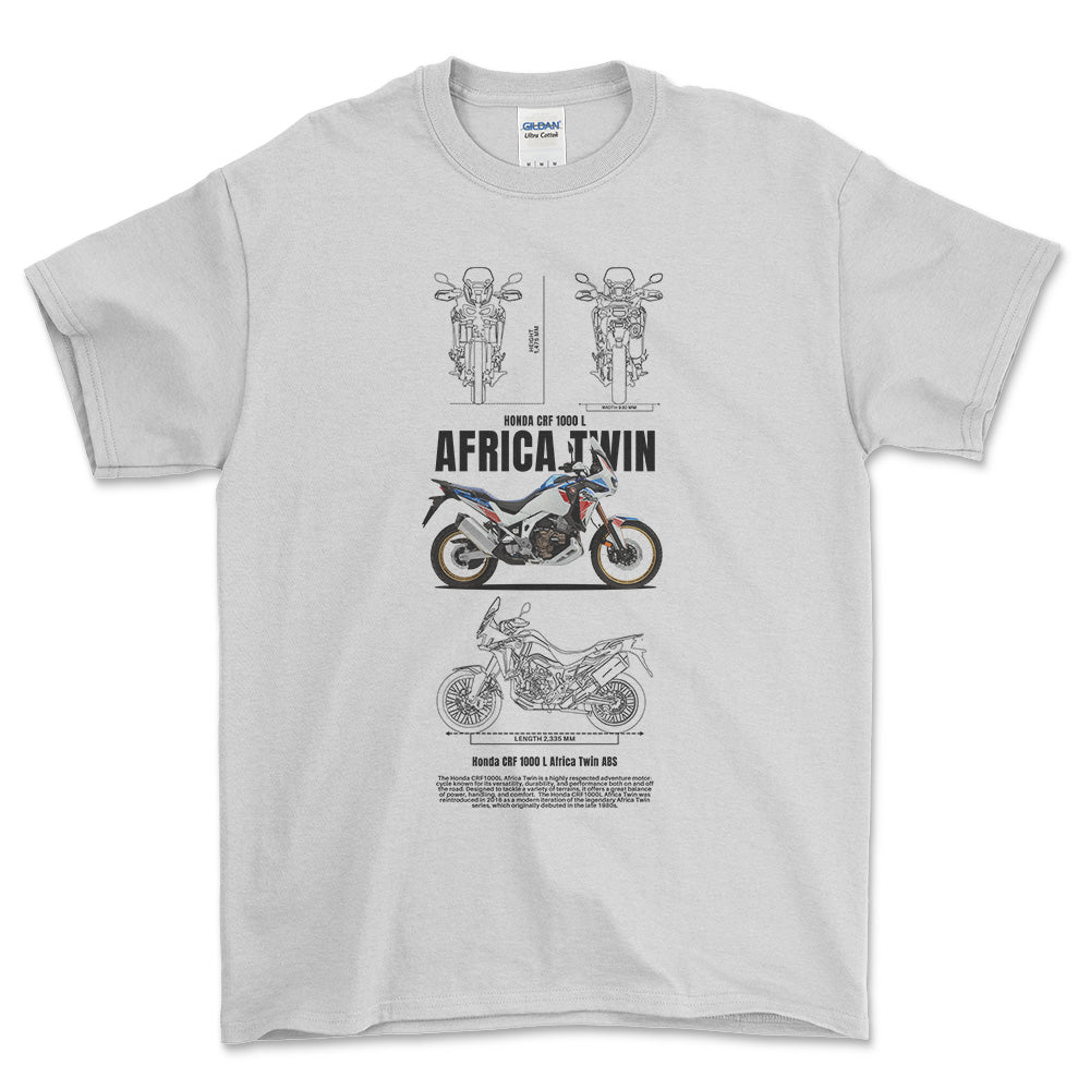 Honda CRF 1000 L Africa Twin ABS Unisex T-Shirt , Bomuld-Beklædning-Honda-Hvid-S-Forside-Garage Culture Shop- garage - man cave - merchandise
