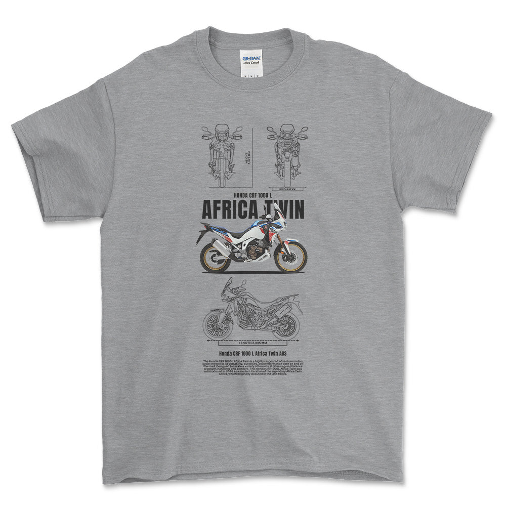 Honda CRF 1000 L Africa Twin ABS Unisex T-Shirt , Bomuld-Beklædning-Honda-Grå Sport-S-Forside-Garage Culture Shop- garage - man cave - merchandise