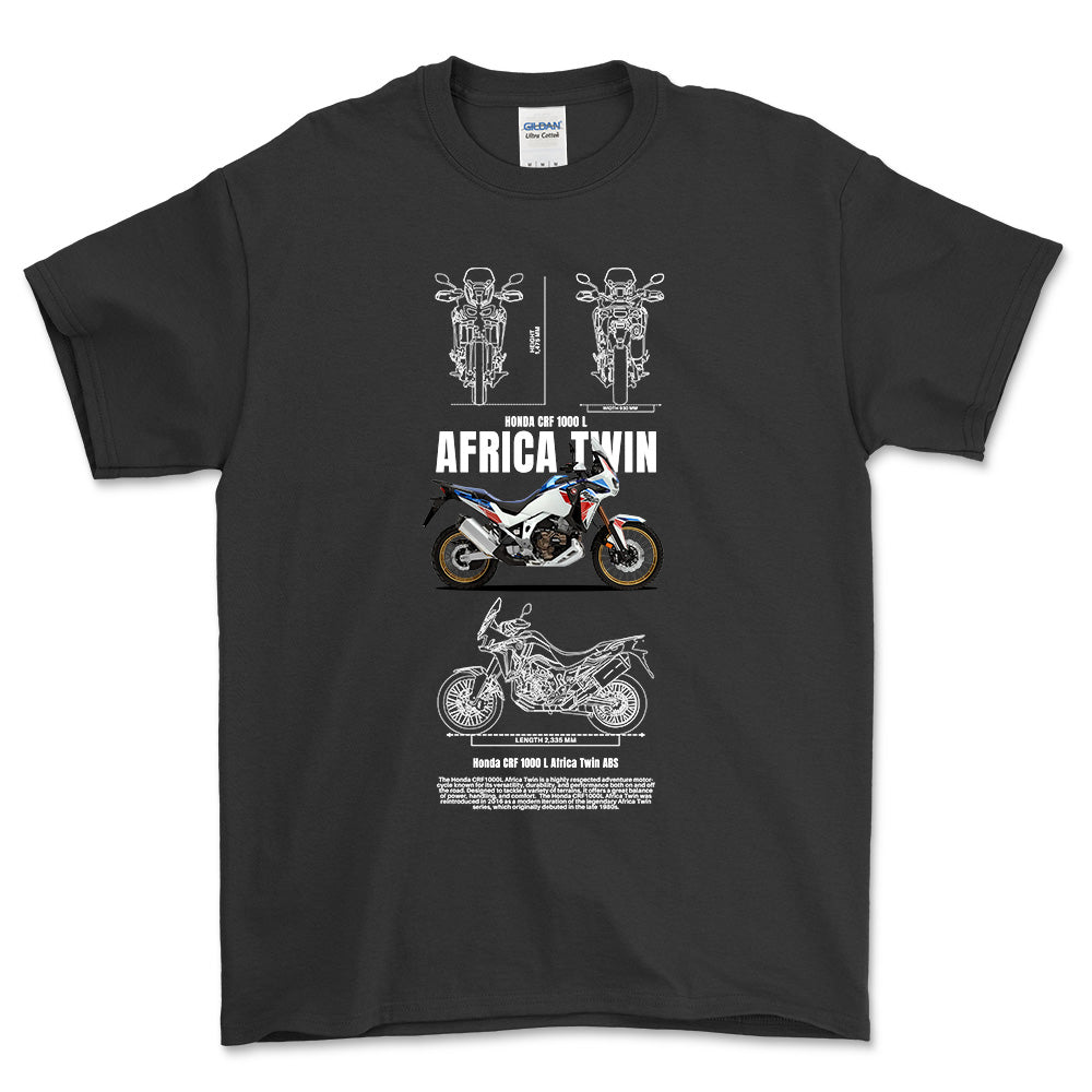 Honda CRF 1000 L Africa Twin ABS Unisex T-Shirt , Bomuld-Beklædning-Honda-Sort-S-Forside-Garage Culture Shop- garage - man cave - merchandise