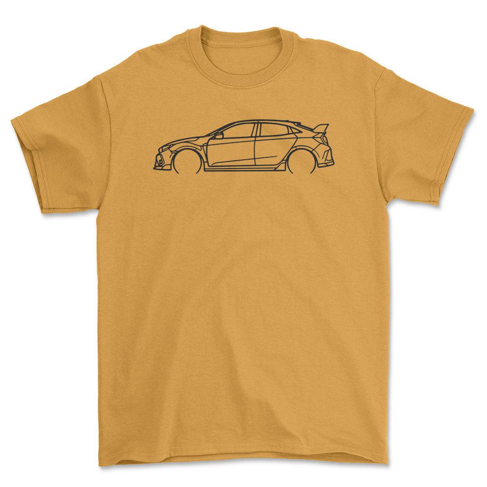 Honda Civic type R FK8 Outline - Unisex T-Shirt , Bomuld-Beklædning-Honda-Guld-S-Forside-Garage Culture Shop- garage - man cave - merchandise
