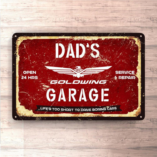 Honda Goldwing Dads Garage Skilte, Musemåtte, Dørmåtte , Plakat-Skilte-Honda-Garage Culture Shop- garage - man cave - merchandise