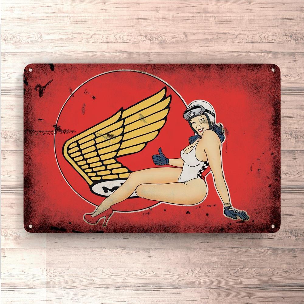 Honda Pin-Up Vintage Skilte, Musemåtte, Dørmåtte-Skilte-Honda-Garage Culture Shop- garage - man cave - merchandise