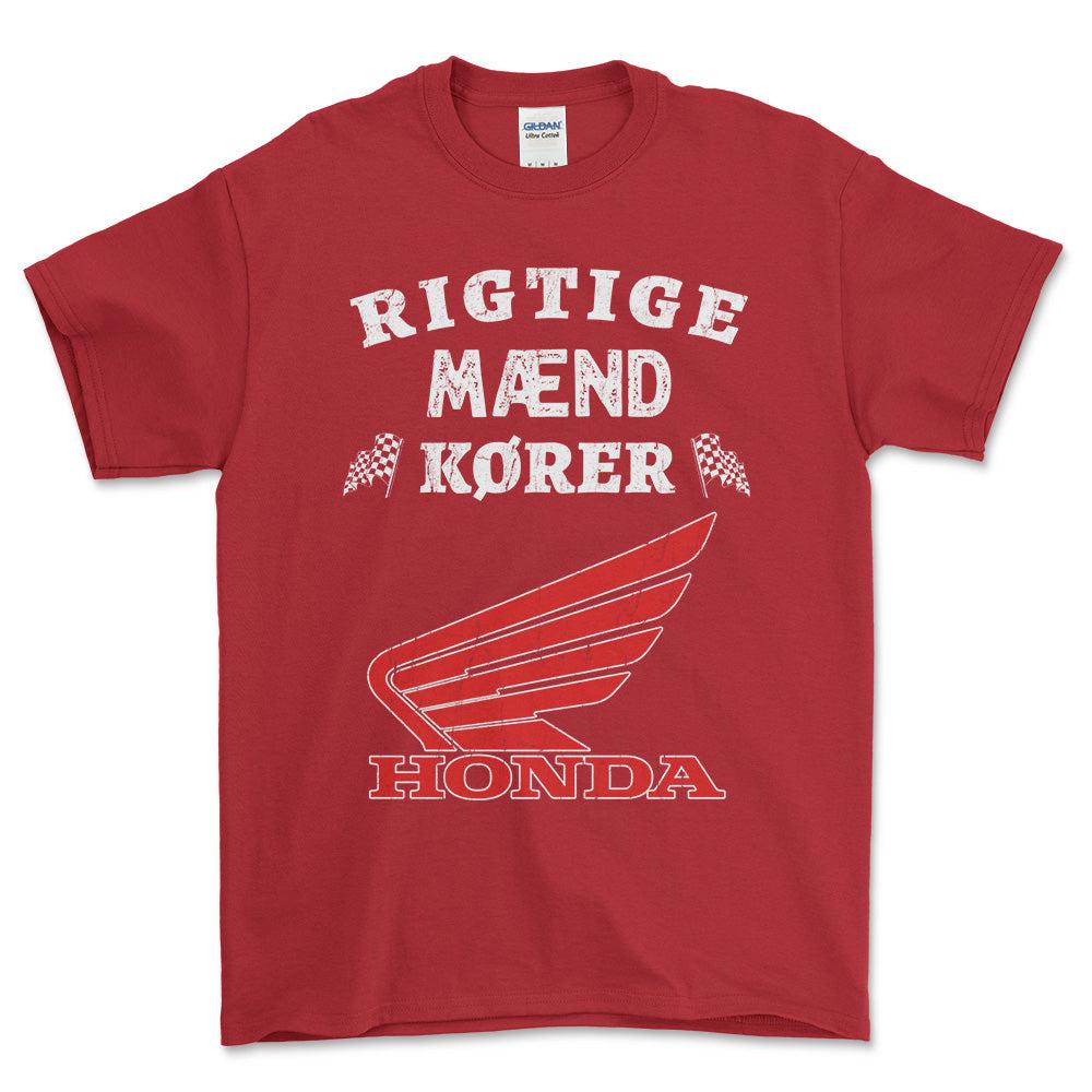 Honda Rigtige Mænd Kører - Unisex T-Shirt , Bomuld-Beklædning-Honda-Rød-S-Forside-Garage Culture Shop- garage - man cave - merchandise