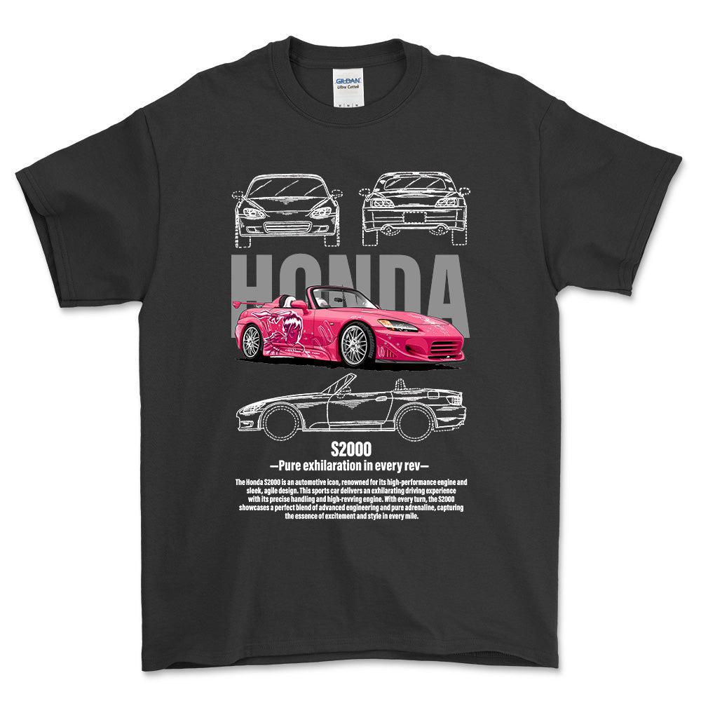Honda S2000 - Unisex T-Shirt , Bomuld-Beklædning-Honda-Sort-S-Forside-Garage Culture Shop- garage - man cave - merchandise