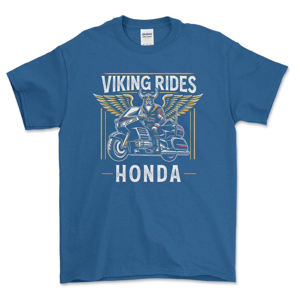 Honda Viking Rides Honda Goldwing - Unisex T-Shirt , Bomuld-Beklædning-Honda-Blå Royal-S-Forside-Garage Culture Shop- garage - man cave - merchandise