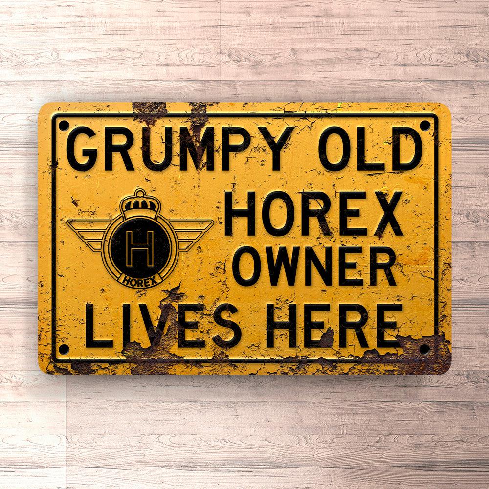 Horex Grumpy Old Horex Owner Lives Here Skilte, Musemåtte, Dørmåtte-Skilte-Horex-Garage Culture Shop- garage - man cave - merchandise