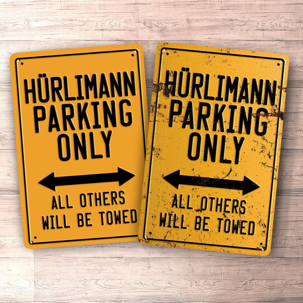 Hürlimann Parking Only Skilte, Musemåtte, Dørmåtte , Plakat-Parking skilte-Hürlimann-Garage Culture Shop- garage - man cave - merchandise