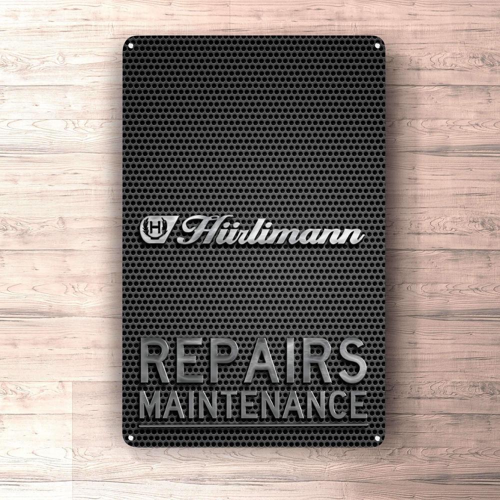 Hürlimann Repairs Maintenance Skilte, Musemåtte, Dørmåtte , Plakat-Skilte-Hürlimann-Garage Culture Shop- garage - man cave - merchandise