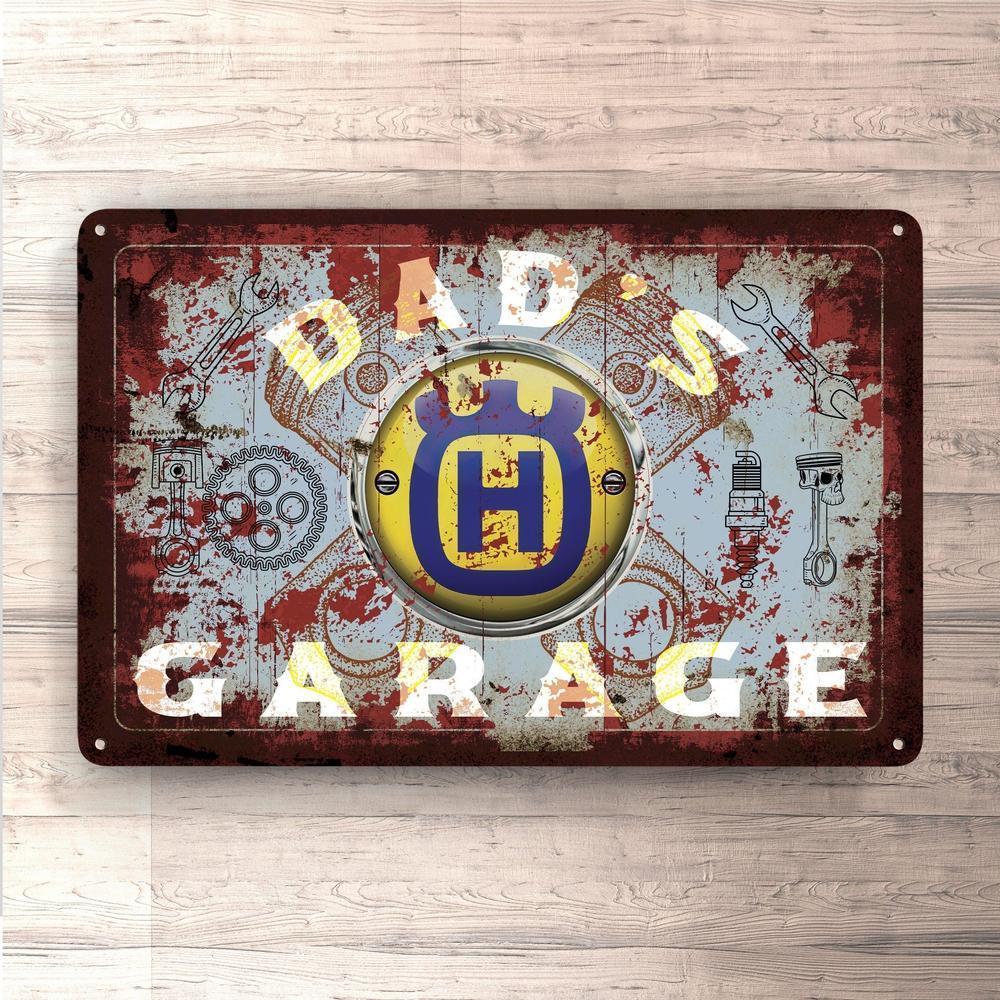 Husqvarna Dads Garage Vintage Skilte, Musemåtte, Dørmåtte-Skilte-Husqvarna-Garage Culture Shop- garage - man cave - merchandise