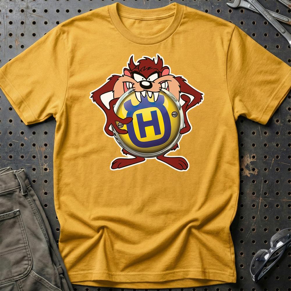 Husqvarna TAZ Unisex T-Shirt , Bomuld-Beklædning-Husqvarna-Guld-S-Garage Culture Shop- garage - man cave - merchandise