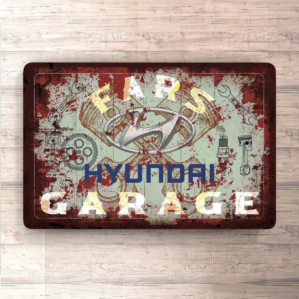 Hyundai Fars Garage Vintage Skilte, Musemåtte, Dørmåtte , Plakat-Skilte-Hyundai-Garage Culture Shop- garage - man cave - merchandise