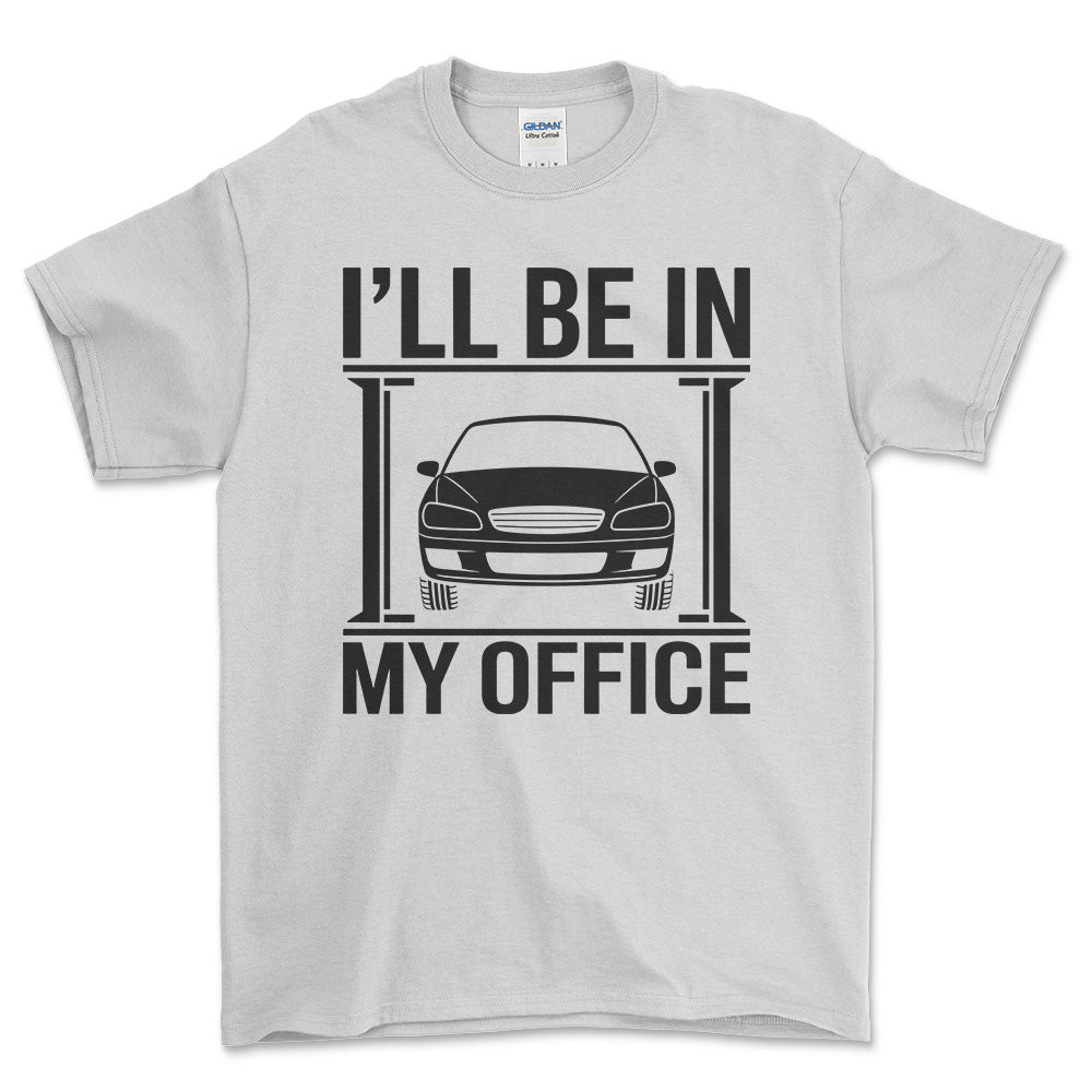 Ill be In My Office T-Shirt , Bomuld-Beklædning-Garage Culture-Hvid-S-Forside-Garage Culture Shop- garage - man cave - merchandise