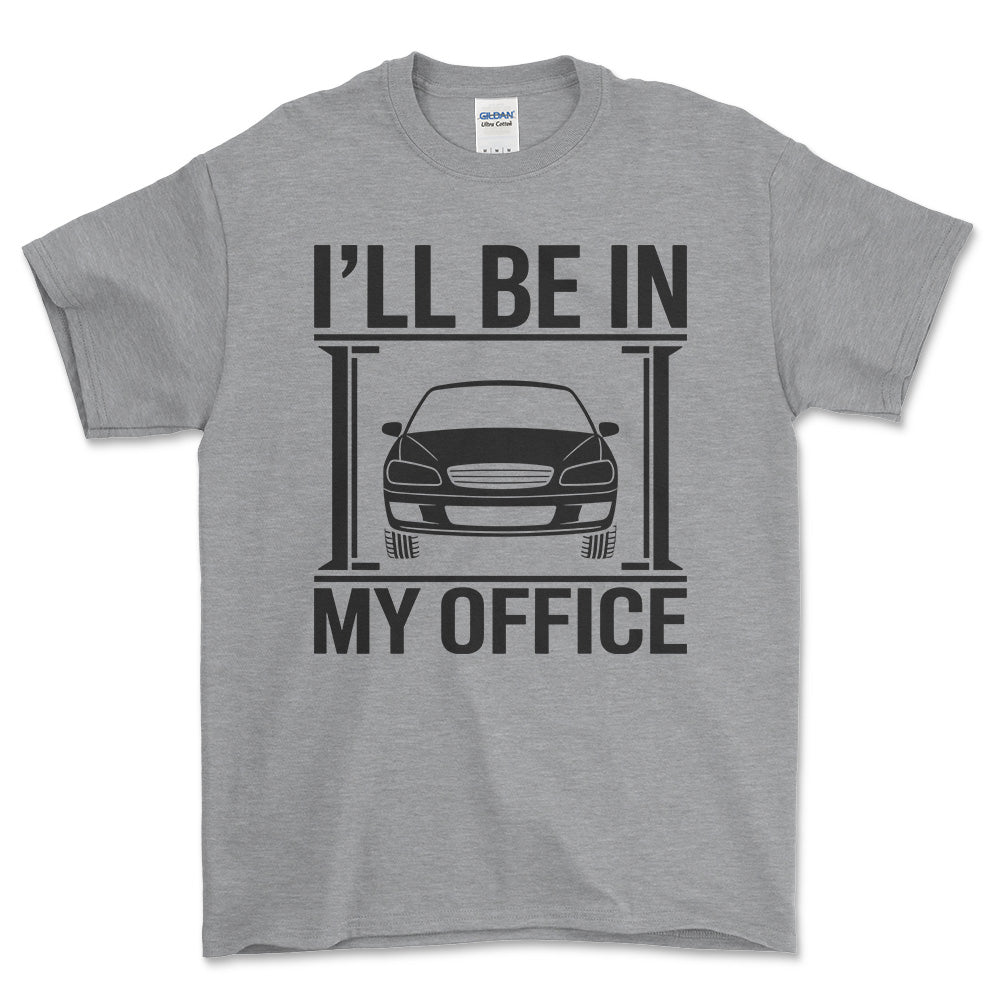 Ill be In My Office T-Shirt , Bomuld-Beklædning-Garage Culture-Grå Sport-S-Forside-Garage Culture Shop- garage - man cave - merchandise