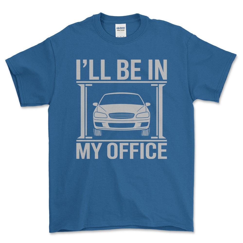 Ill be In My Office T-Shirt , Bomuld-Beklædning-Garage Culture-Blå Royal-S-Forside-Garage Culture Shop- garage - man cave - merchandise
