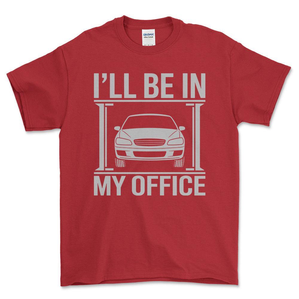 Ill be In My Office T-Shirt , Bomuld-Beklædning-Garage Culture-Rød-S-Forside-Garage Culture Shop- garage - man cave - merchandise