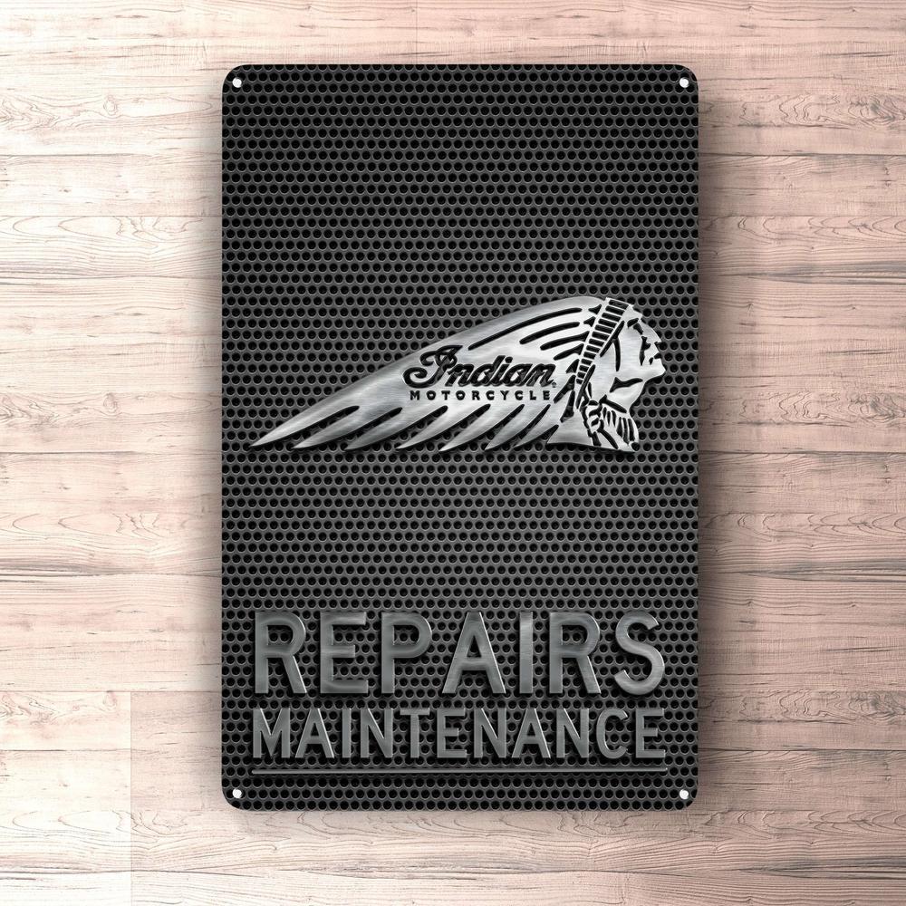Indian Repairs Maintenance Skilte, Musemåtte, Dørmåtte , Plakat-Skilte-Indian-Garage Culture Shop- garage - man cave - merchandise