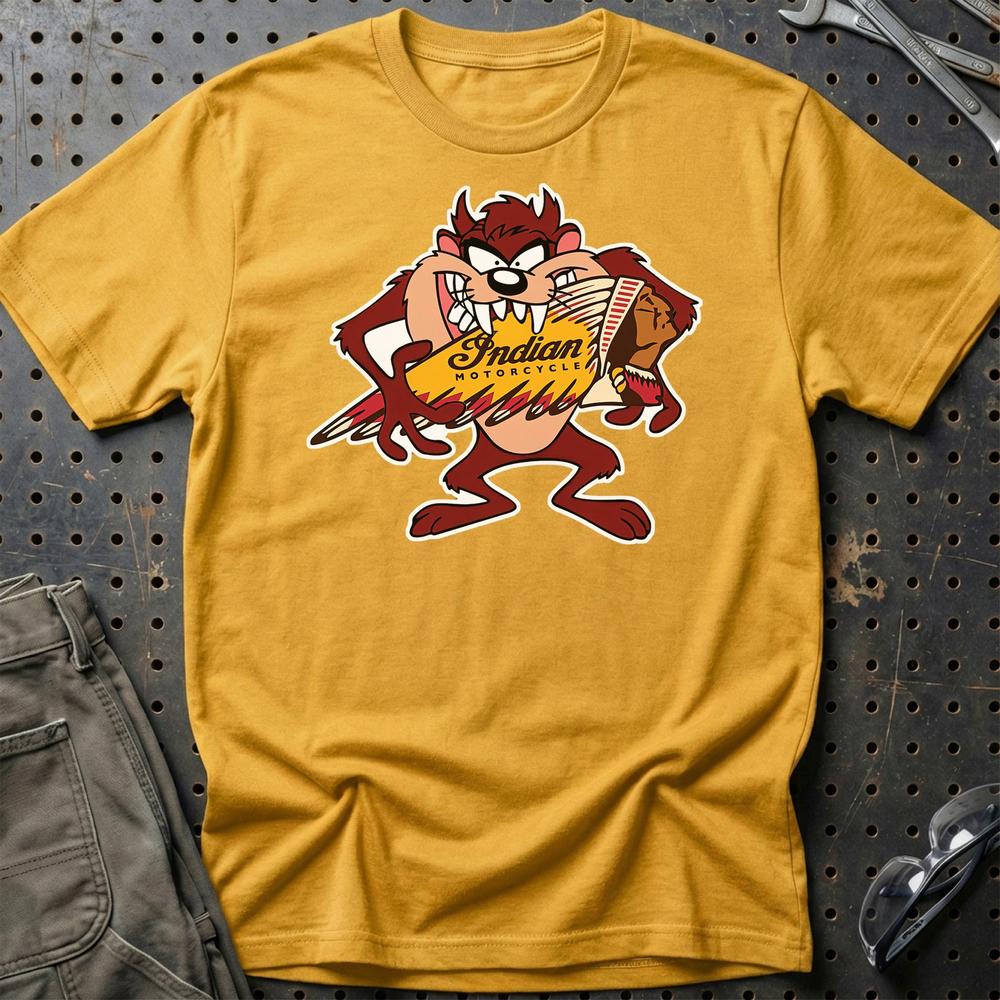 Indian TAZ Unisex T-Shirt , Bomuld-Beklædning-Indian-Guld-S-Garage Culture Shop- garage - man cave - merchandise