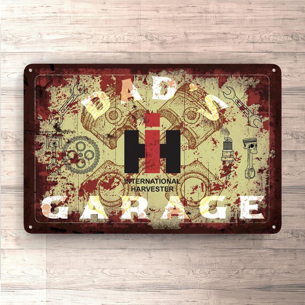 International Harvester Dads Garage Vintage Skilte, Musemåtte, Dørmåtte , Plakat-Skilte-International Harvester-Garage Culture Shop- garage - man cave - merchandise