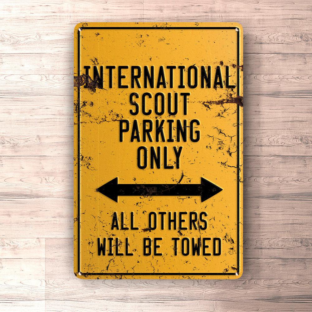 International Scout Parking Only Skilte, Musemåtte, Dørmåtte-Parking skilte-International Scout-Garage Culture Shop- garage - man cave - merchandise