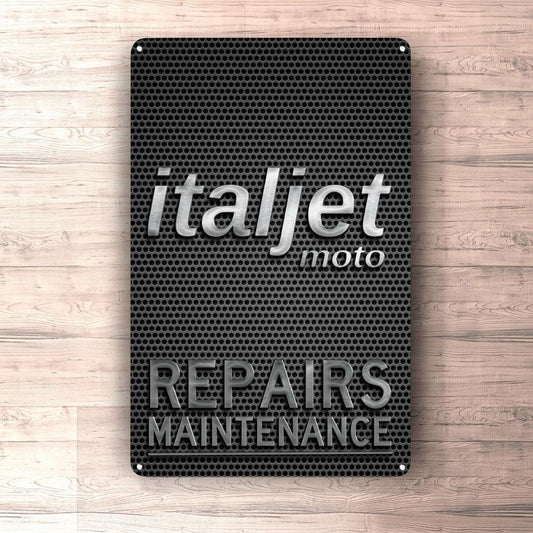 Italjet Repairs Maintenance Skilte, Musemåtte, Dørmåtte , Plakat-Skilte-Italjet-Garage Culture Shop- garage - man cave - merchandise