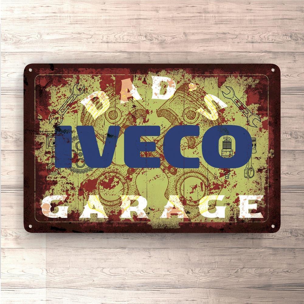Iveco Dads Garage Vintage Skilte, Musemåtte, Dørmåtte-Skilte-Iveco-Garage Culture Shop- garage - man cave - merchandise