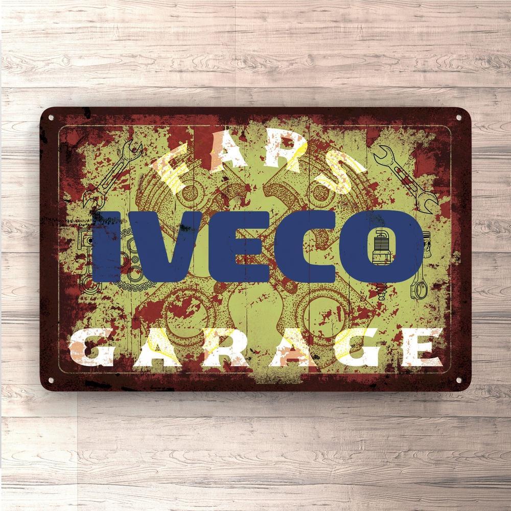 Iveco Fars Garage Vintage Skilte, Musemåtte, Dørmåtte , Plakat-Skilte-Iveco-Garage Culture Shop- garage - man cave - merchandise