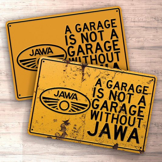 Jawa A Garage Is Not A Garage Without Jawa Skilte, Musemåtte, Dørmåtte , Plakat-Skilte-Jawa-Garage Culture Shop- garage - man cave - merchandise