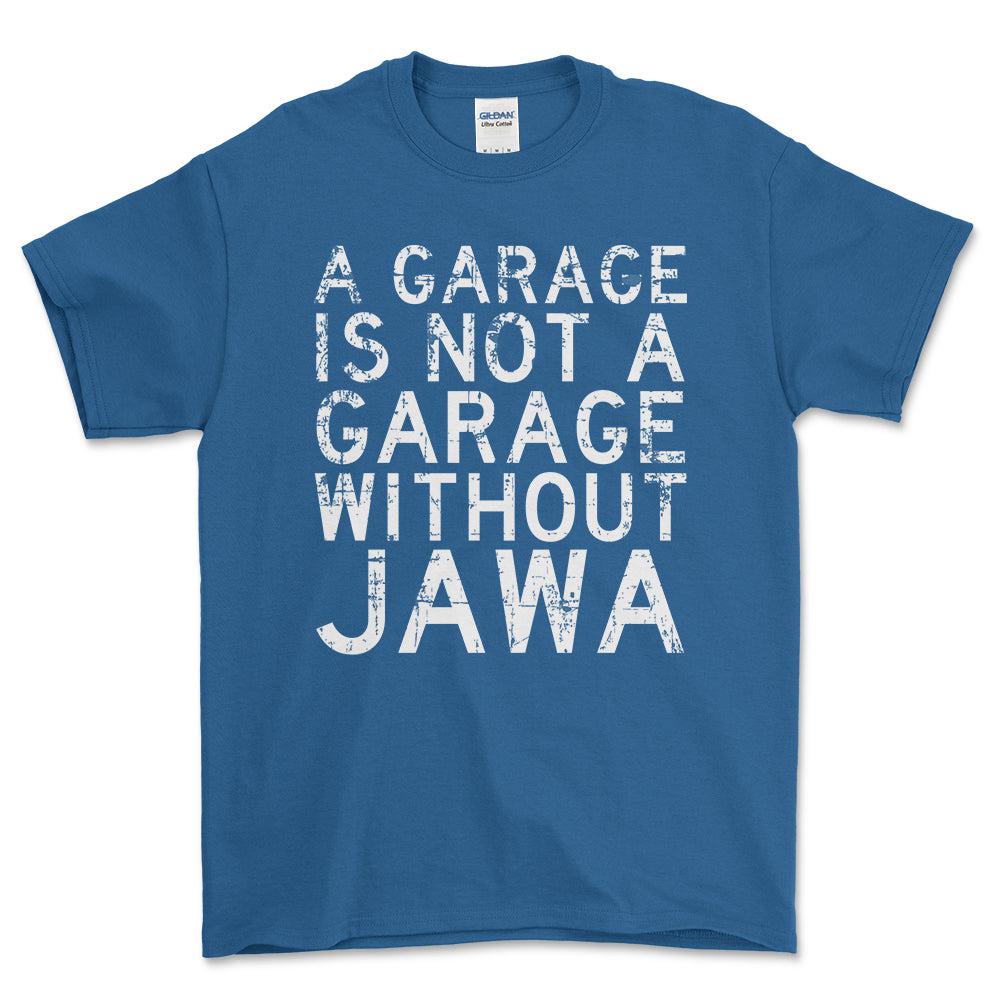 Jawa - A Garage Is Not A Garage Without Jawa - Unisex T-Shirt , Bomuld-Beklædning-Jawa-Blå Royal-S-Forside-Garage Culture Shop- garage - man cave - merchandise