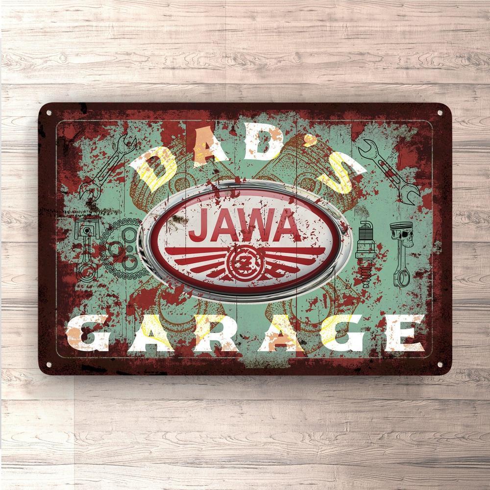 Jawa Dads Garage Vintage Skilte, Musemåtte, Dørmåtte-Skilte-Jawa-Garage Culture Shop- garage - man cave - merchandise