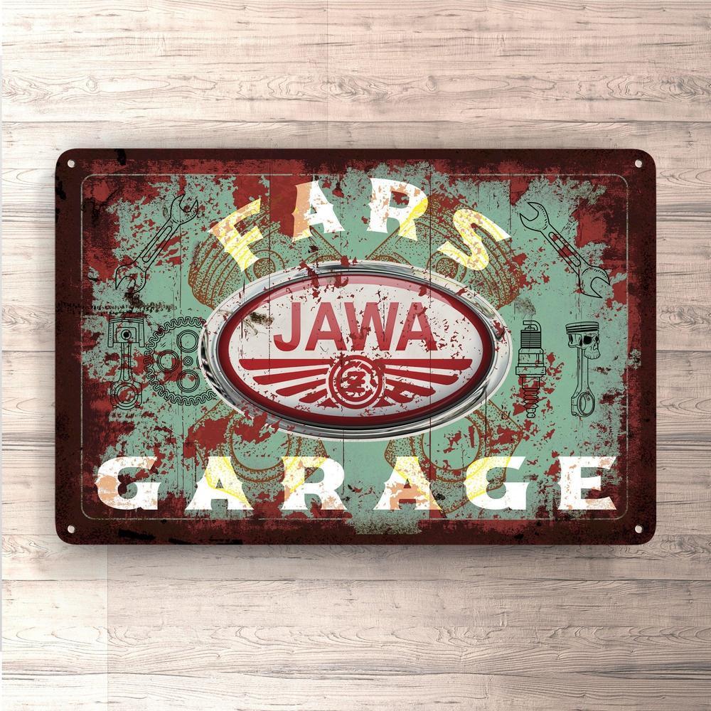 Jawa Fars Garage Vintage Skilte, Musemåtte, Dørmåtte-Skilte-Jawa-Garage Culture Shop- garage - man cave - merchandise