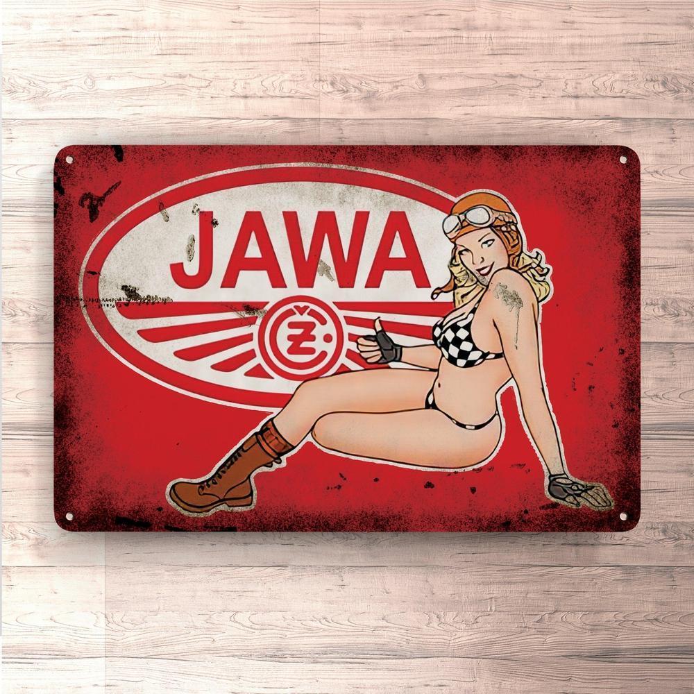 Jawa Pin-Up Vintage Skilte, Musemåtte, Dørmåtte-Skilte-Jawa-Garage Culture Shop- garage - man cave - merchandise